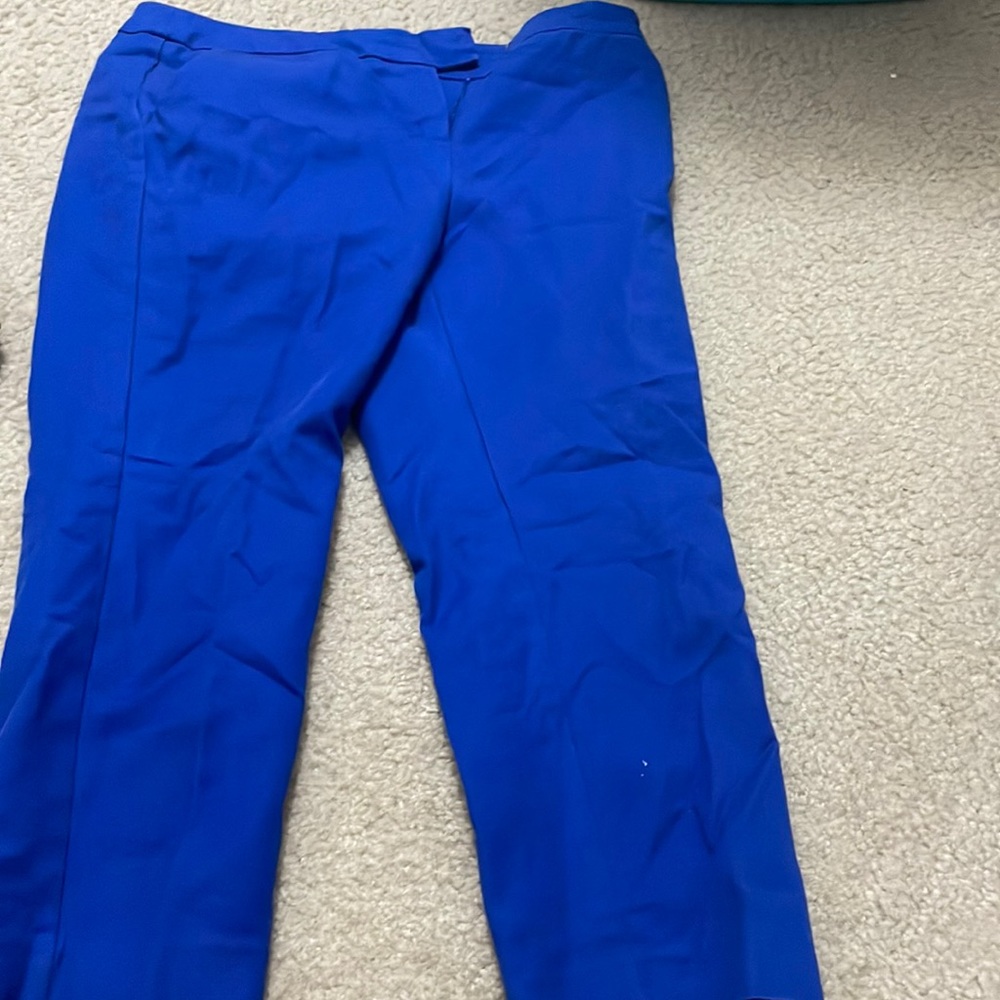 These pants are a little bit longer then a capri. They are this rich dark blue